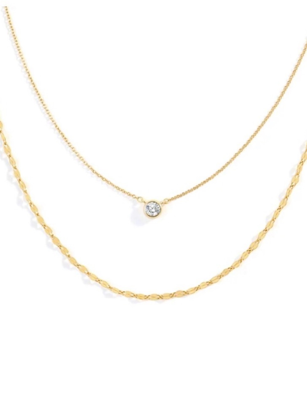 NWT Mint and Lily Classic Bezel Necklace and Petal Chain Set